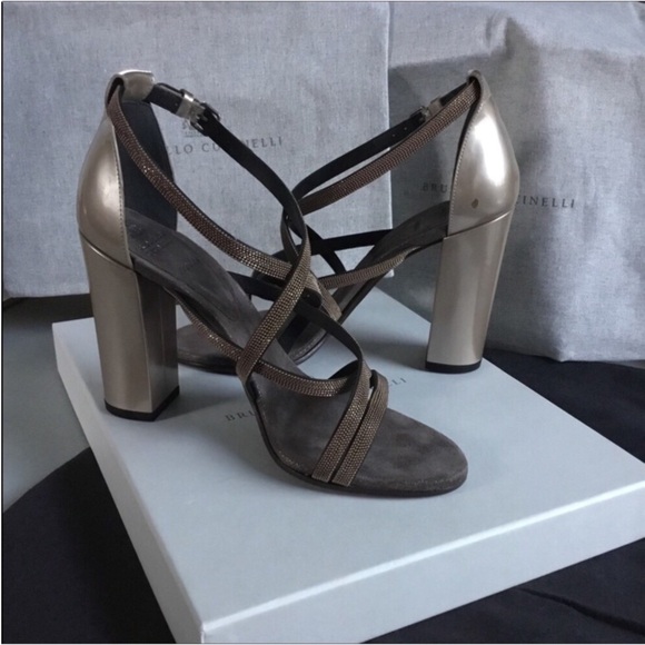 BRUNELLO CUCINELLI AUTHENTIC MONILI TRIM STRAPE CRISSCROSS STARPE SANDALS - Picture 9 of 14